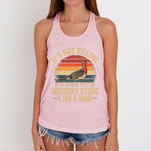 Funny Hunting Saying Woodcock Hunter I Grocery Store Women's Knotted Racerback Tank