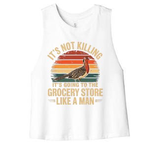 Funny Hunting Saying Woodcock Hunter I Grocery Store Women's Racerback Cropped Tank