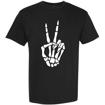 Funny Halloween Skeleton Peace Sign Funny Gift Garment-Dyed Heavyweight T-Shirt