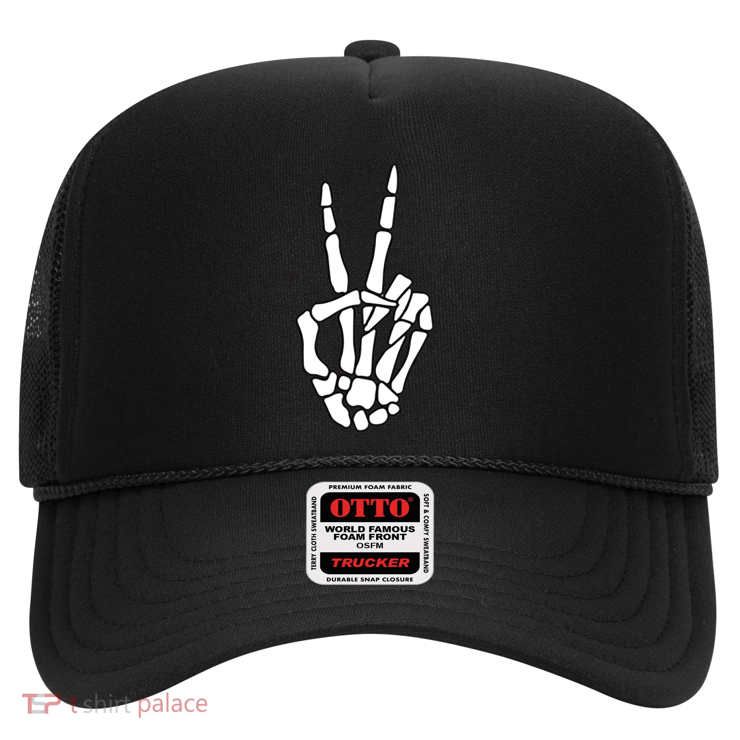 Funny Halloween Skeleton Peace Sign Funny Gift Trucker Hat