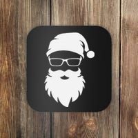 Funny Hipster Santa Last Minute Retro Christmas Matching Coaster