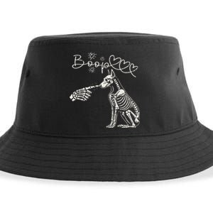 Funny Halloween Skeleton Hand Boop Doberman Pinscher Dog Sustainable Bucket Hat