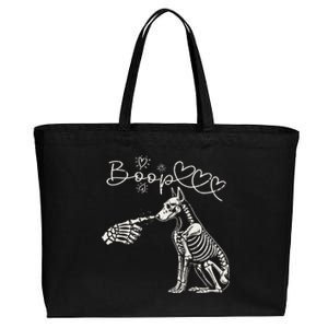 Funny Halloween Skeleton Hand Boop Doberman Pinscher Dog Cotton Canvas Jumbo Tote