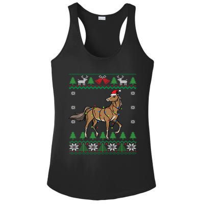 Funny Horse Santa Equestrian Horse Racing Ugly Christmas Gift Ladies PosiCharge Competitor Racerback Tank