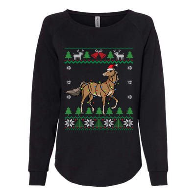 Funny Horse Santa Equestrian Horse Racing Ugly Christmas Gift Womens California Wash Sweatshirt