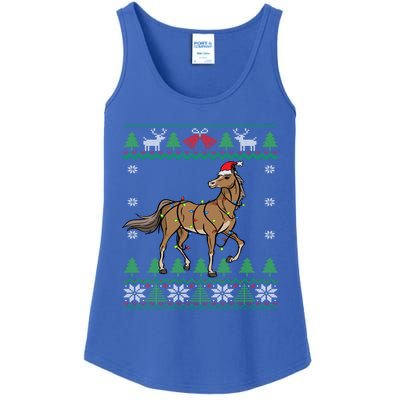 Funny Horse Santa Equestrian Horse Racing Ugly Christmas Gift Ladies Essential Tank