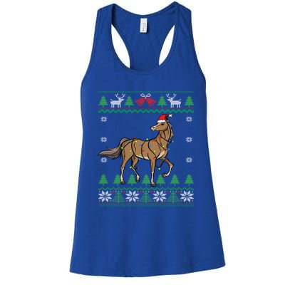 Funny Horse Santa Equestrian Horse Racing Ugly Christmas Gift Women's Racerback Tank