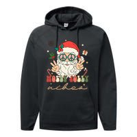 Festive Holly Santa Winter Holiday Sweater Performance Fleece Hoodie