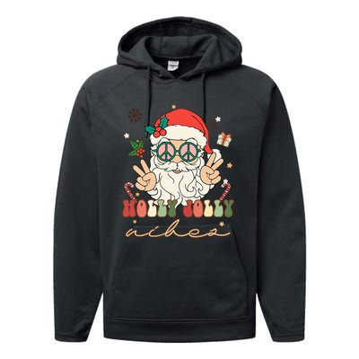 Festive Holly Santa Winter Holiday Sweater Performance Fleece Hoodie