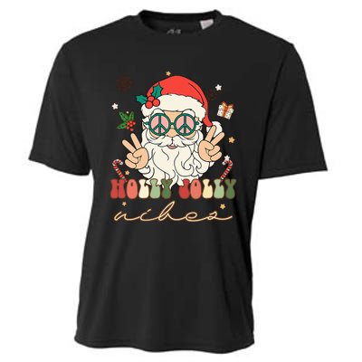 Festive Holly Santa Winter Holiday Sweater Cooling Performance Crew T-Shirt