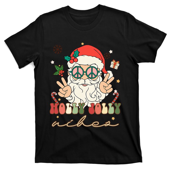 Festive Holly Santa Winter Holiday Sweater T-Shirt