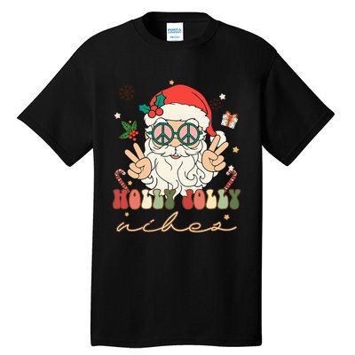 Festive Holly Santa Winter Holiday Sweater Tall T-Shirt