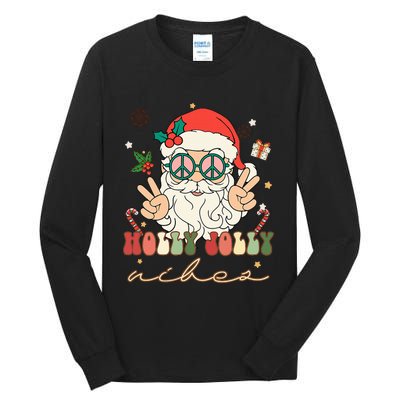 Festive Holly Santa Winter Holiday Sweater Tall Long Sleeve T-Shirt