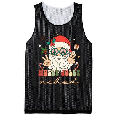 Festive Holly Santa Winter Holiday Sweater Mesh Reversible Basketball Jersey Tank