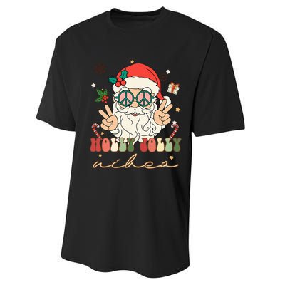 Festive Holly Santa Winter Holiday Sweater Performance Sprint T-Shirt