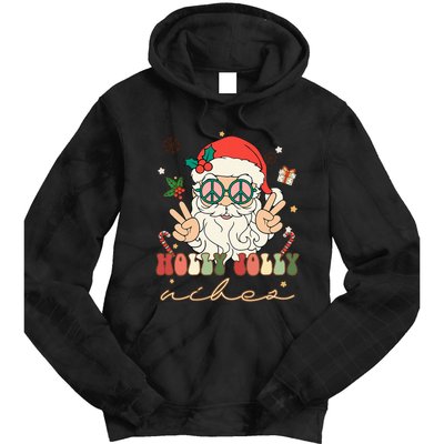 Festive Holly Santa Winter Holiday Sweater Tie Dye Hoodie