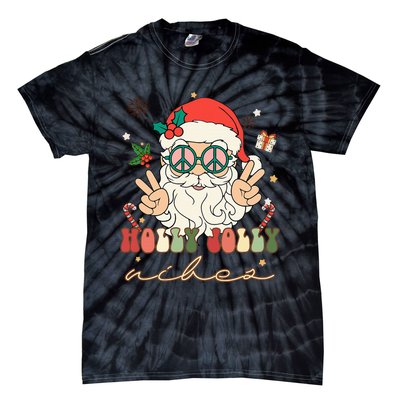 Festive Holly Santa Winter Holiday Sweater Tie-Dye T-Shirt