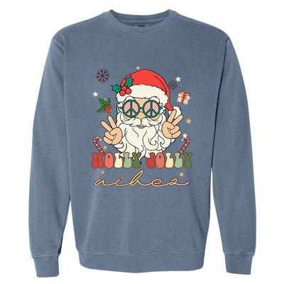 Festive Holly Santa Winter Holiday Sweater Garment-Dyed Sweatshirt