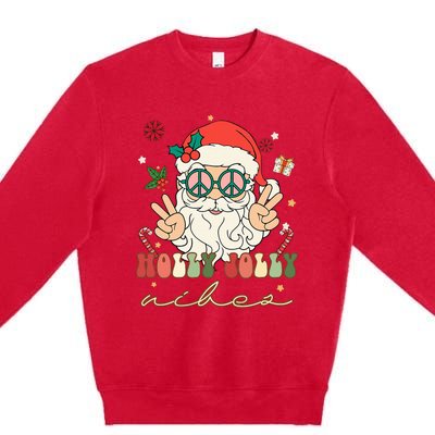 Festive Holly Santa Winter Holiday Sweater Premium Crewneck Sweatshirt