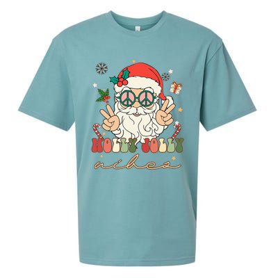 Festive Holly Santa Winter Holiday Sweater Sueded Cloud Jersey T-Shirt