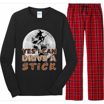 Fun Halloween Samhain Yes I Can Drive A Stick Big Moon Witch Meaningful Gift Long Sleeve Pajama Set