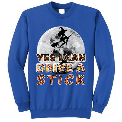 Fun Halloween Samhain Yes I Can Drive A Stick Big Moon Witch Meaningful Gift Tall Sweatshirt