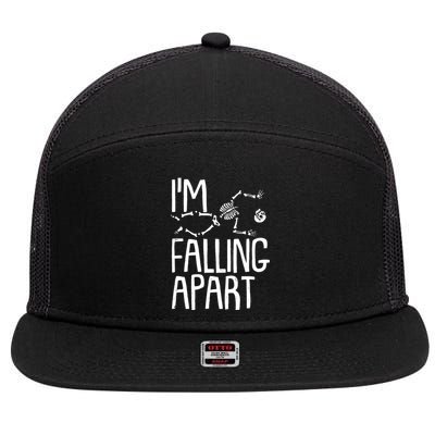 Funny Halloween Skeleton I'm Falling Apart 7 Panel Mesh Trucker Snapback Hat