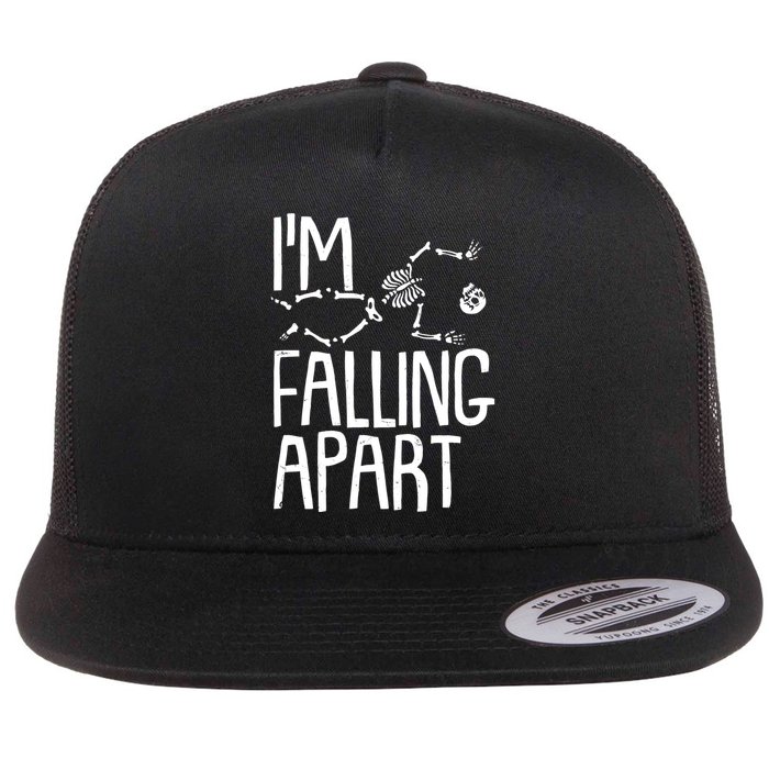 Funny Halloween Skeleton I'm Falling Apart Flat Bill Trucker Hat