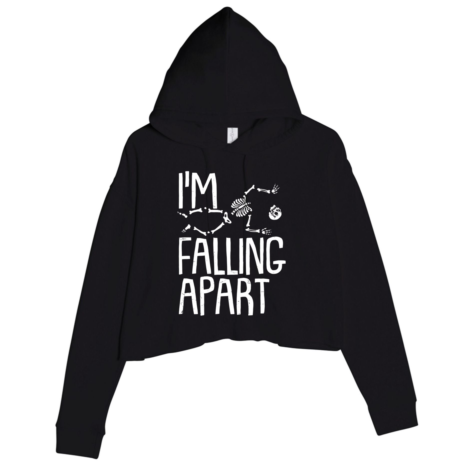Funny Halloween Skeleton I'm Falling Apart Crop Fleece Hoodie
