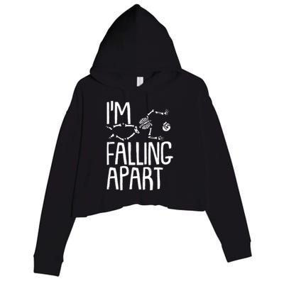 Funny Halloween Skeleton I'm Falling Apart Crop Fleece Hoodie