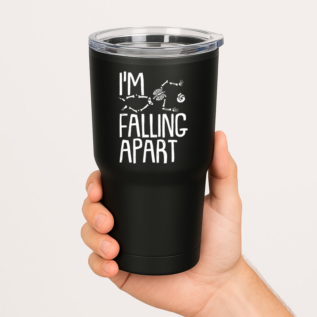 Funny Halloween Skeleton I'm Falling Apart Tumbler