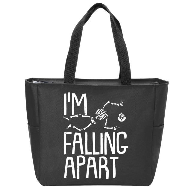 Funny Halloween Skeleton I'm Falling Apart Zip Tote Bag