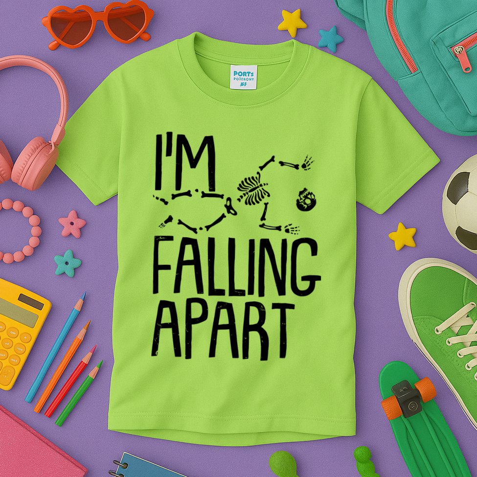 Funny Halloween Skeleton I'm Falling Apart Kids T-Shirt
