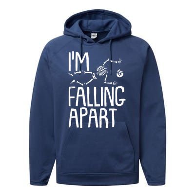 Funny Halloween Skeleton I'm Falling Apart Performance Fleece Hoodie