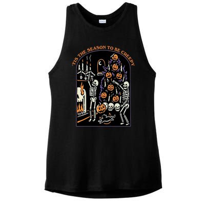 Funny Halloween Spooky Skeletons Tis The Season To Be Creepy Meaningful Gift Ladies PosiCharge Tri-Blend Wicking Tank