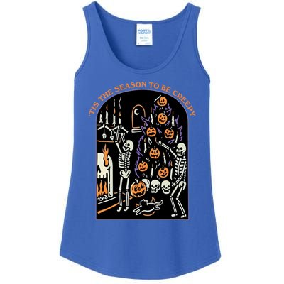 Funny Halloween Spooky Skeletons Tis The Season To Be Creepy Meaningful Gift Ladies Essential Tank