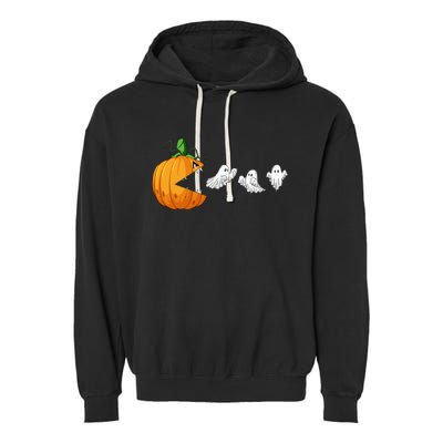 Funny Halloween Scary Pumpkin Ghosts Creepy Halloween Gamer Garment-Dyed Fleece Hoodie