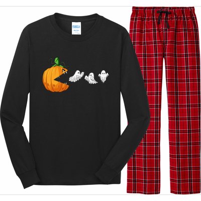 Funny Halloween Scary Pumpkin Ghosts Creepy Halloween Gamer Long Sleeve Pajama Set