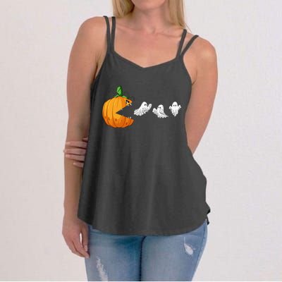 Funny Halloween Scary Pumpkin Ghosts Creepy Halloween Gamer Women's Strappy Tank