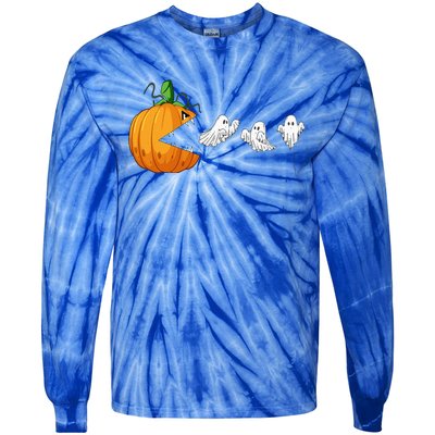 Funny Halloween Scary Pumpkin Ghosts Creepy Halloween Gamer Tie-Dye Long Sleeve Shirt