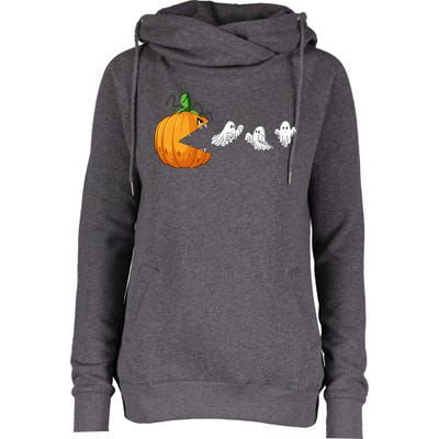 Funny Halloween Scary Pumpkin Ghosts Creepy Halloween Gamer Womens Funnel Neck Pullover Hood