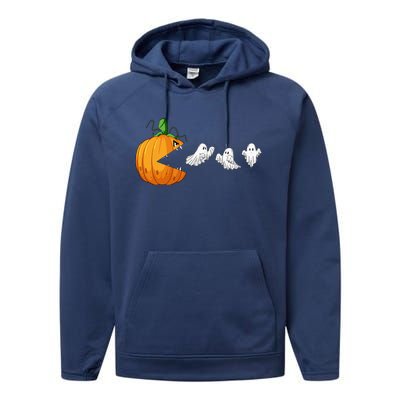 Funny Halloween Scary Pumpkin Ghosts Creepy Halloween Gamer Performance Fleece Hoodie