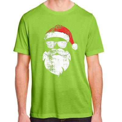 Funny Hipster Santa Face With Hat Beard & Glasses Christmas Adult ChromaSoft Performance T-Shirt