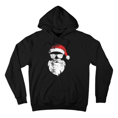 Funny Hipster Santa Face With Hat Beard & Glasses Christmas Hoodie