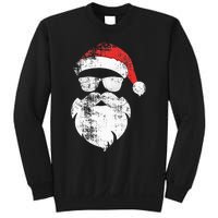 Funny Hipster Santa Face With Hat Beard & Glasses Christmas Sweatshirt