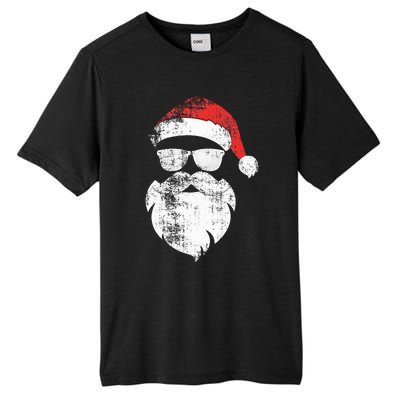 Funny Hipster Santa Face With Hat Beard & Glasses Christmas Tall Fusion ChromaSoft Performance T-Shirt