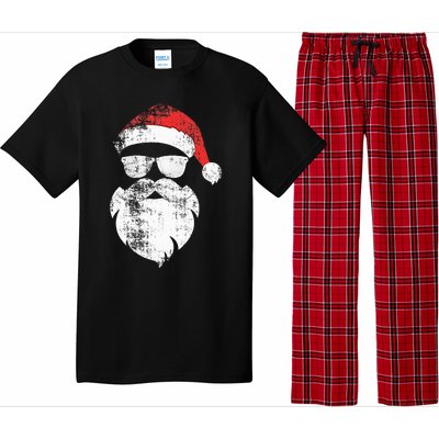 Funny Hipster Santa Face With Hat Beard & Glasses Christmas Pajama Set