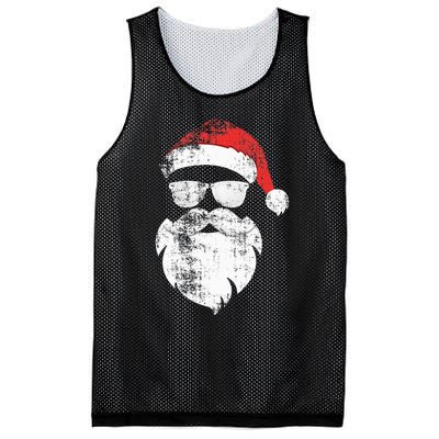 Funny Hipster Santa Face With Hat Beard & Glasses Christmas Mesh Reversible Basketball Jersey Tank