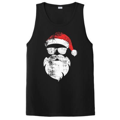 Funny Hipster Santa Face With Hat Beard & Glasses Christmas PosiCharge Competitor Tank