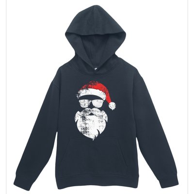 Funny Hipster Santa Face With Hat Beard & Glasses Christmas Urban Pullover Hoodie